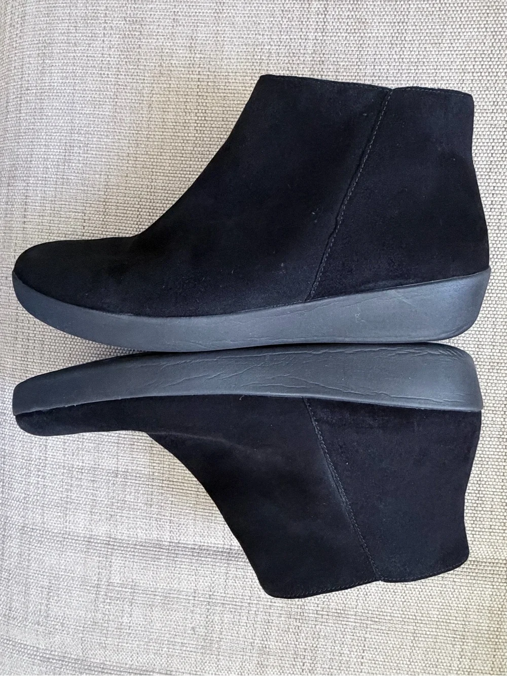 FitFlop F-Pop Black Suede Ankle Booties Side Zip Comfort Shoes Women’s US 11 EU